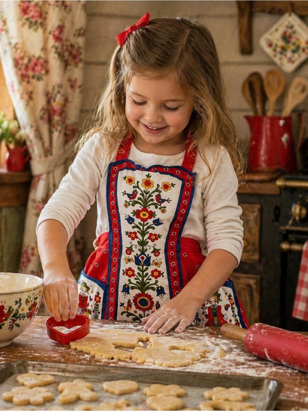 Vintage kids Kolf Austria Folk Art Full Apron